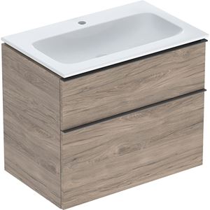 GEBERIT ICON skrinka s umývadlom 75x48x63 cm, 2 zásuvky, KeraTect, orech hickory