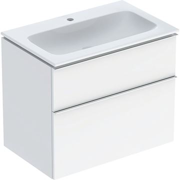 GEBERIT ICON skrinka s umývadlom 75x48x63 cm, 2 zásuvky, lesklá biela
