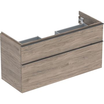 GEBERIT ICON skrinka pod umývadlo 1184x476x615mm, závesná, 2 zásuvky, úchytka matná láva, orech hickory