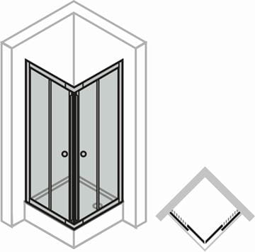 CONCEPT 50 sprchovací kút 90x90 cm, rohový vstup, 4 dielny, strieborná/číre sklo PT620102.069.321 Technický nákres