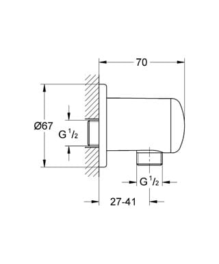 GROHE RELEXA PLUS nástenné kolienko DN15, chróm 28671000 Technický nákres