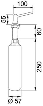 FRANKE BASIC dávkovač prostriedku na umývanie riadu 500 ml, plast, chróm 119.0084.687 Technický nákres
