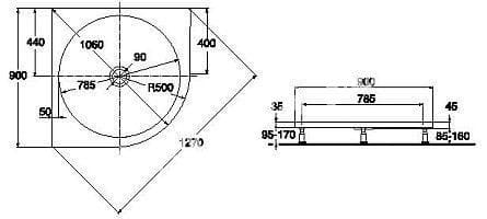 IDEAL STANDARD podpera k vaničkám K712667 Technický nákres