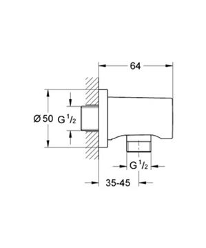 GROHE RAINSHOWER nástenné kolienko, chróm 27076000 Technický nákres