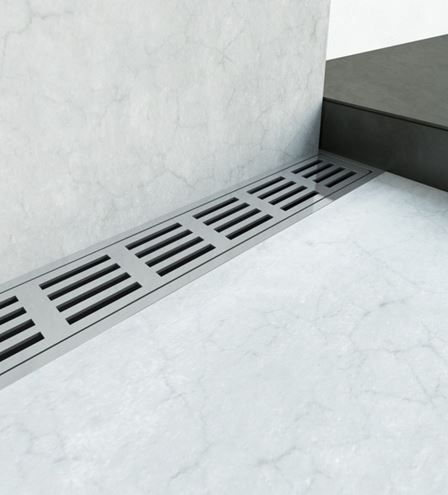 UNIDRAIN 4011 sprchový žľab 900 mm, bočný odtok DN 50, rošt STRIPE, nerez oceľ 4011.0900 Obrázek - fotka