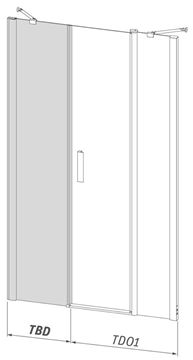 ROTH TOWER LINE TBD 240 bočná stena 24x200 cm, brillant/číre sklo 744-0180000-00-02 Technický nákres