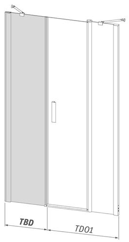ROTH TOWER LINE TBD 240 bočná stena 24x200 cm, brillant/číre sklo 744-0180000-00-02 Technický nákres