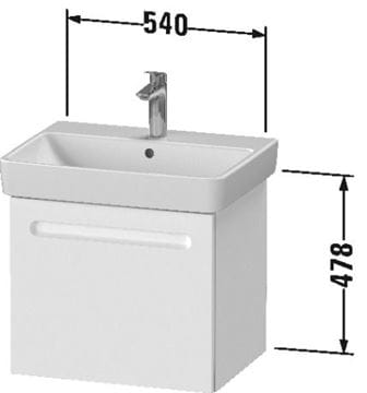DURAVIT NO.1 skrinka pod umývadlo 54x42,6x47,8 cm, 1 zásuvka, Graphit matt N14381049490000 Technický nákres