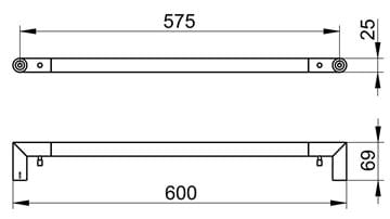 KEUCO REVA držiak uteráka 600 mm, matná čierna 12801370600 Technický nákres