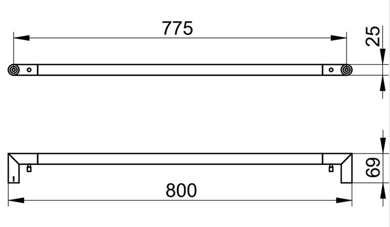 KEUCO REVA držiak uteráka 800 mm, matná čierna 12801370800 Technický nákres