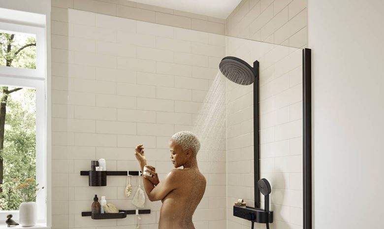 HANSGROHE PULSIFY S SHOWERPIPE 260 sprchový set s termostatickou batériou, horná sprcha, ručná sprcha s 3 prúdmi, tyč, hadica, EcoSmart, matná čierna 24241670 Obrázek - fotka