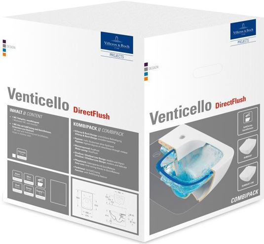 VILLEROY & BOCH VENTICELLO závesné WC, so SoftClosing sedadlom, DirectFlush splachovanie, CeramicPlus, alpská biela 4611RSR1 Obrázek - fotka