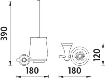NIMCO LADA WC kefa, nástenná, keramika, biela/staromeď LA 19094K-80 Technický nákres