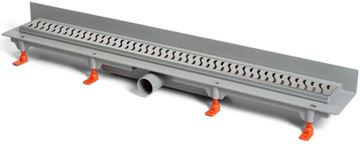 EASY sprchový žľab 750 mm, k stene, bočný odtok D 40, rošt HARMONY, plast/nerez oceľ lesk