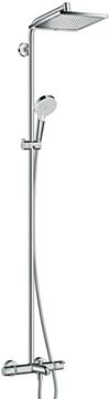 HANSGROHE CROMETTA E SHOWERPIPE 240 vaňová termostatická batéria, s hornou a ručnou sprchou s 2 prúdmi, chróm