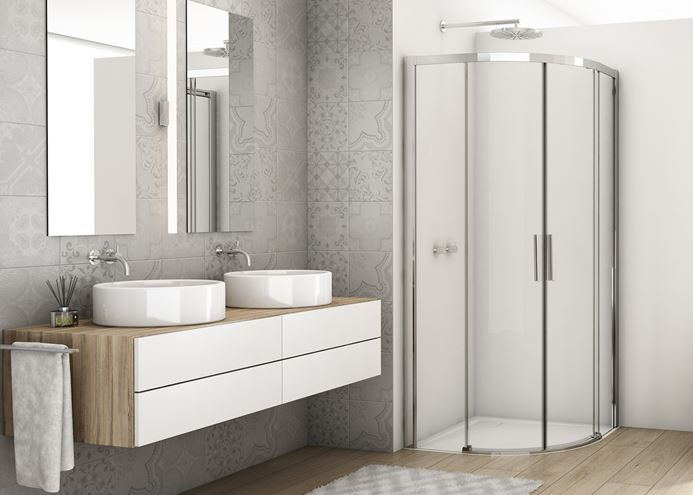 RONAL DIVERA D22SRB sprchovací kút 90x90 cm, R550, posuvné dvere, aluchróm/číre sklo D22SRB 55 090 50 07 Obrázek - fotka