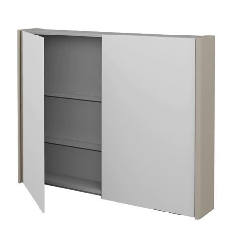 DŘEVOJAS ENZO GA2OE 100 zrkadlová skrinka 95,6x74,1x15,3 cm, osvetlenie s reguláciou stmievania, s vypínačom a el. zásuvkou, lamino/MDF, vysoko lesklá béžová 59579 Obrázek - fotka