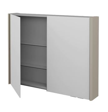 DŘEVOJAS ENZO GA2OE 100 zrkadlová skrinka 95,6x74,1x15,3 cm, osvetlenie s reguláciou stmievania, s vypínačom a el. zásuvkou, lamino/MDF, vysoko lesklá béžová 59579 Obrázek - fotka