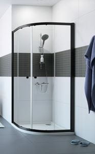 CONCEPT 100 BLACK EDITION sprchový kút 90x90 cm, R500, posuvné dvere, čierna / sklo číre