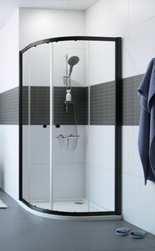 CONCEPT 100 BLACK EDITION sprchový kút 100x100 cm, R500, posuvné dvere, čierna/sklo číre