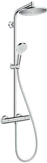 HANSGROHE CROMETTA S SHOWERPIPE 240 sprchový set s termostatickou batériou, horná sprcha, ručná sprcha s 2 prúdmi, tyč, hadica, chróm