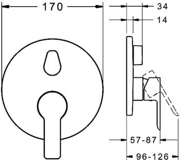 HANSA LIGNA podomietková batéria, pre 2 spotrebiče, chróm 83859503 Technický nákres