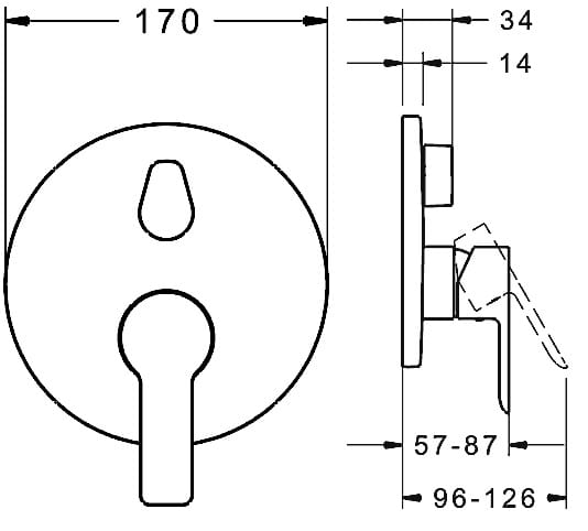 HANSA LIGNA podomietková batéria, pre 2 spotrebiče, chróm 83859503 Technický nákres