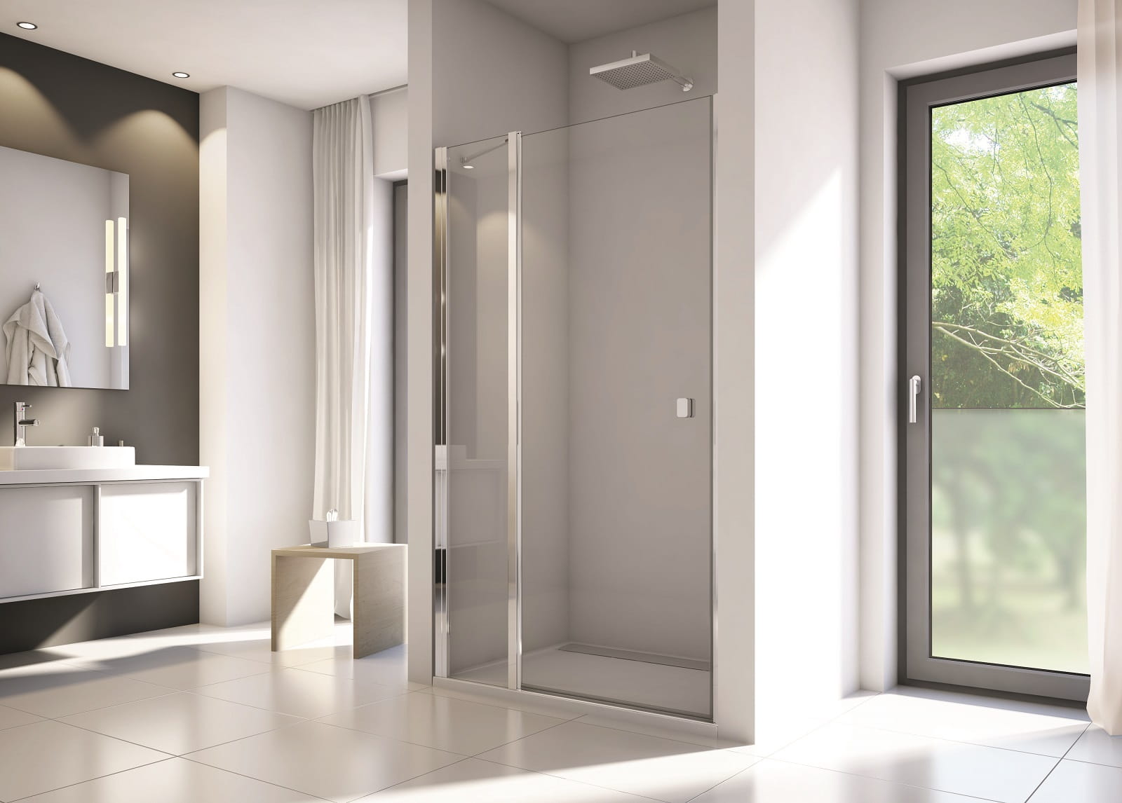 CONCEPT 200 sprchové dvere 90x200 cm, lietacie, aluchróm/sklo číre