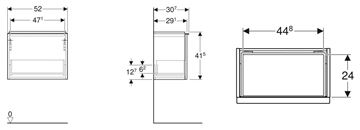 GEBERIT ICON skrinka pod umývadlo 52x30,7x41,5 cm, 1 zásuvka, lesklá biela 502.302.01.2 Technický nákres