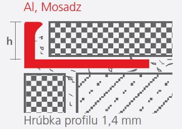CELOX L profil 10mm/2,5m ukončovací, Al, prírodná 408100 Technický nákres
