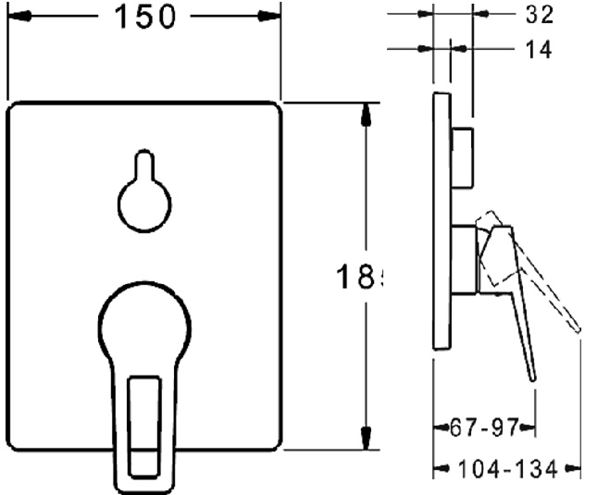 HANSA TWIST podomietková batéria, pre 2 spotrebiče, chróm 89849085 Technický nákres