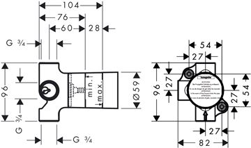 HANSGROHE TRIO podomietkové teleso 15981180 Technický nákres