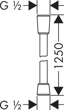 HANSGROHE ISIFLEX sprchová hadica 1250 mm, hladká, s ochranou proti prekrúteniu a zlomeniu, plast, chróm 28272000 Technický nákres
