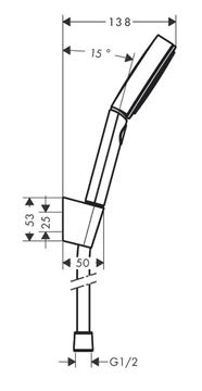 HANSGROHE PULSIFY SELECT S 105 RELAXATION 3JET sprchová súprava 3-dielna, ručná sprcha pr. 105 mm, 3 prúdy, hadica, držiak, chróm 24303000 Technický nákres