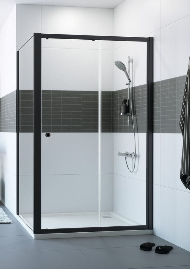 CONCEPT 100 BLACK EDITION sprchové dvere 150x200 cm, posuvné, čierna / číre sklo
