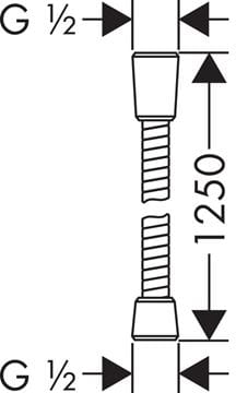 HANSGROHE SENSOFLEX sprchová hadica 1250 mm, s ochranou proti prekrúteniu a zlomeniu, kov, chróm 28132000 Technický nákres