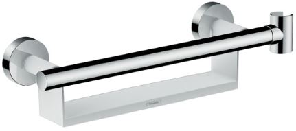 HANSGROHE UNICA madlo k vani 395 mm, s držiakom ručnej sprchy a poličkou, chróm/biela 26328400 Obrázek - Hlavní obrázek