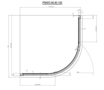 CONCEPT PIVOT STYLE PT-PSKK3 sprchový kút 90x90 cm, R500, pivotové dvere, bright alu/sklo transparén 37677C00Z15 Technický nákres