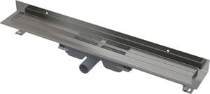 CONCEPT 100 WALL LOW sprchový žľab 850 mm, k stene, bočný odtok DN 40, bez roštu, PP/nerez oceľ