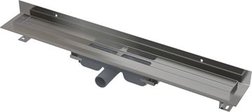 CONCEPT 100 WALL LOW sprchový žľab 650 mm, k stene, bočný odtok DN 40, bez roštu, PP/nerez oceľ