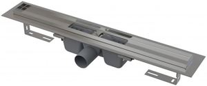 CONCEPT 100 sprchový žľab 650 mm, do priestoru aj k stene, bočný odtok DN 50, bez roštu, PP/nerez oceľ