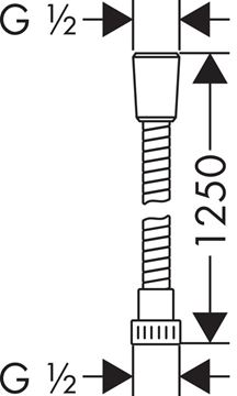HANSGROHE METAFLEX sprchová hadica 1250 mm, s ochranou proti zlomeniu, plast, chróm 28262000 Technický nákres