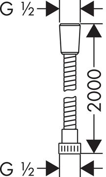 HANSGROHE METAFLEX sprchová hadica 2000 mm, s ochranou proti zlomeniu, plast, chróm 28264000 Technický nákres