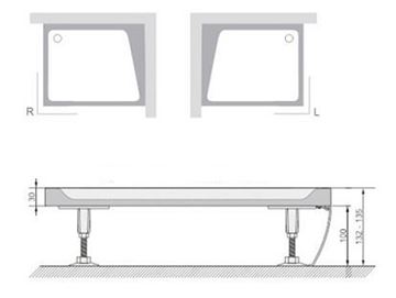 CONCEPT 100 panel k sprchovej vaničke obdĺžnik 1000x800mm, pravý, biela XA83AP0101005 Technický nákres