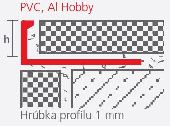 CELOX L profil 8mm/2,5m ukončovací, PVC, šedá 353001 Technický nákres