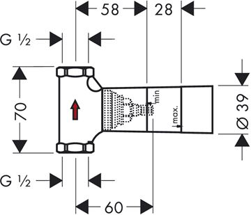HANSGROHE podomietkové teleso DN15 15973180 Technický nákres