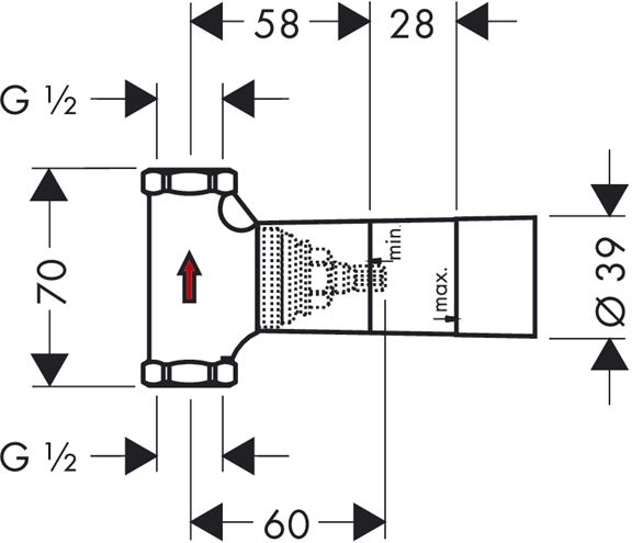 HANSGROHE podomietkové teleso DN15 15973180 Technický nákres