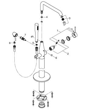 GROHE ESSENCE NEW vaňová batéria na podlahu, s prepínačom, so sprchovou súpravou, hard graphite 25248A01 Obrázek - fotka