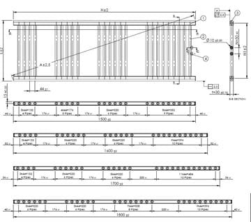 CONCEPT 150 kúpeľňový radiátor 1800/600, stredové pripojenie, chróm C150-180-060-MC Technický nákres