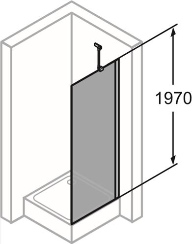 CONCEPT 400 bočná stena 100x197 cm, pololesklá strieborná/číre sklo CA0204.069.322 Technický nákres